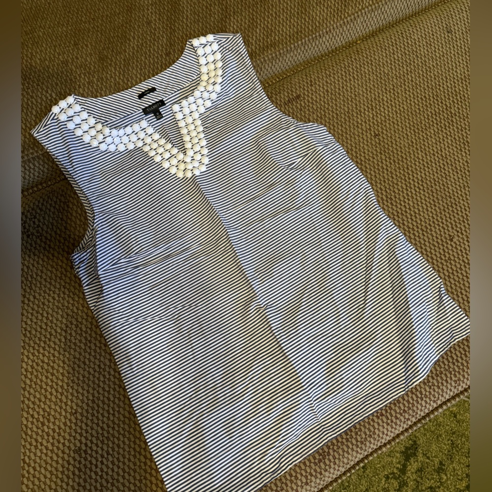Talbots sleeveless blouse with bead detail.